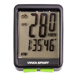 Компьютер беспроводной, 12 функций, черный  с зеленым, инд.уп. Vinca Sport V 1507 black/green