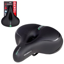 Седло велосипедное комфортное COMIRON TOKYO C012 265x220,Чёрный+:Зелёный 700120