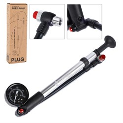Велонасос для MTB вилок COMIRON PLUG, алюминиевый цилиндр, пластиковая ручка, Presta-Schrader, 20,7 бар (300 Psi). /уп 30 738662