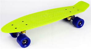 Доска-круизер, дека 22,5*6" лайм, колеса PU синие DS 01 lime/blue