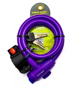 Замок велосипедный 12*1200мм, фиол.тросик, защита замка от влаги. инд.уп.Vinca Sport VS 588 violet