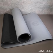 Коврик для йоги и фитнеса Woohooo Whisper / 183x61x0.6 / Black+Grey / Мешок+ стяжка в комплекте 746908